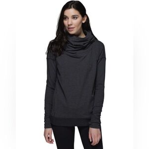 Lululemon Stress Less Charcoal Grey Funnel Neck Athletic Pullover Hoodie Size